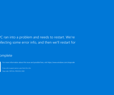 blue screen of death message